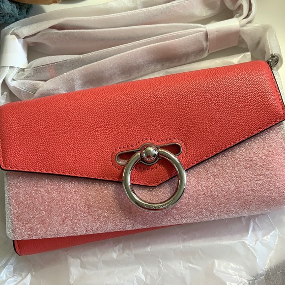 New Rebecca Minkoff Jean Wallet on chain Grapefruit - Picture 7 of 10